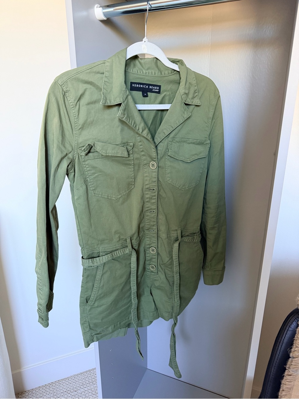 Veronica M Olive Green Utility Jacket with Waist Tie